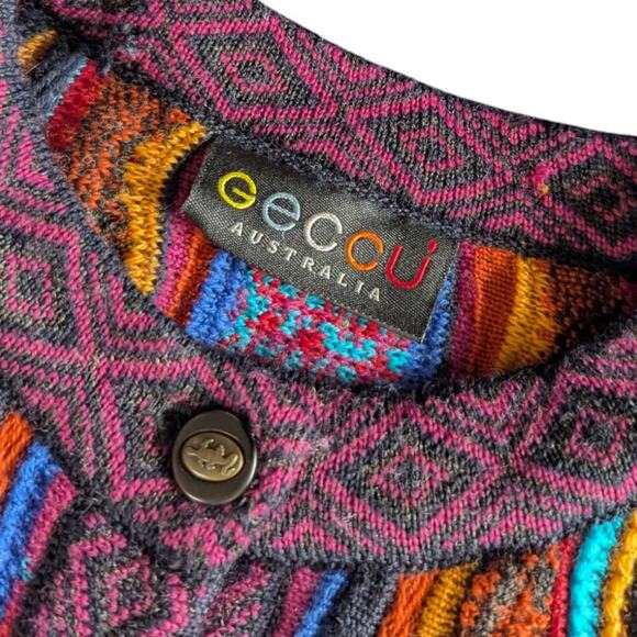 GECCU Australia Men's Textured Rainbow Merino Cardigan - Picture 5 of 9